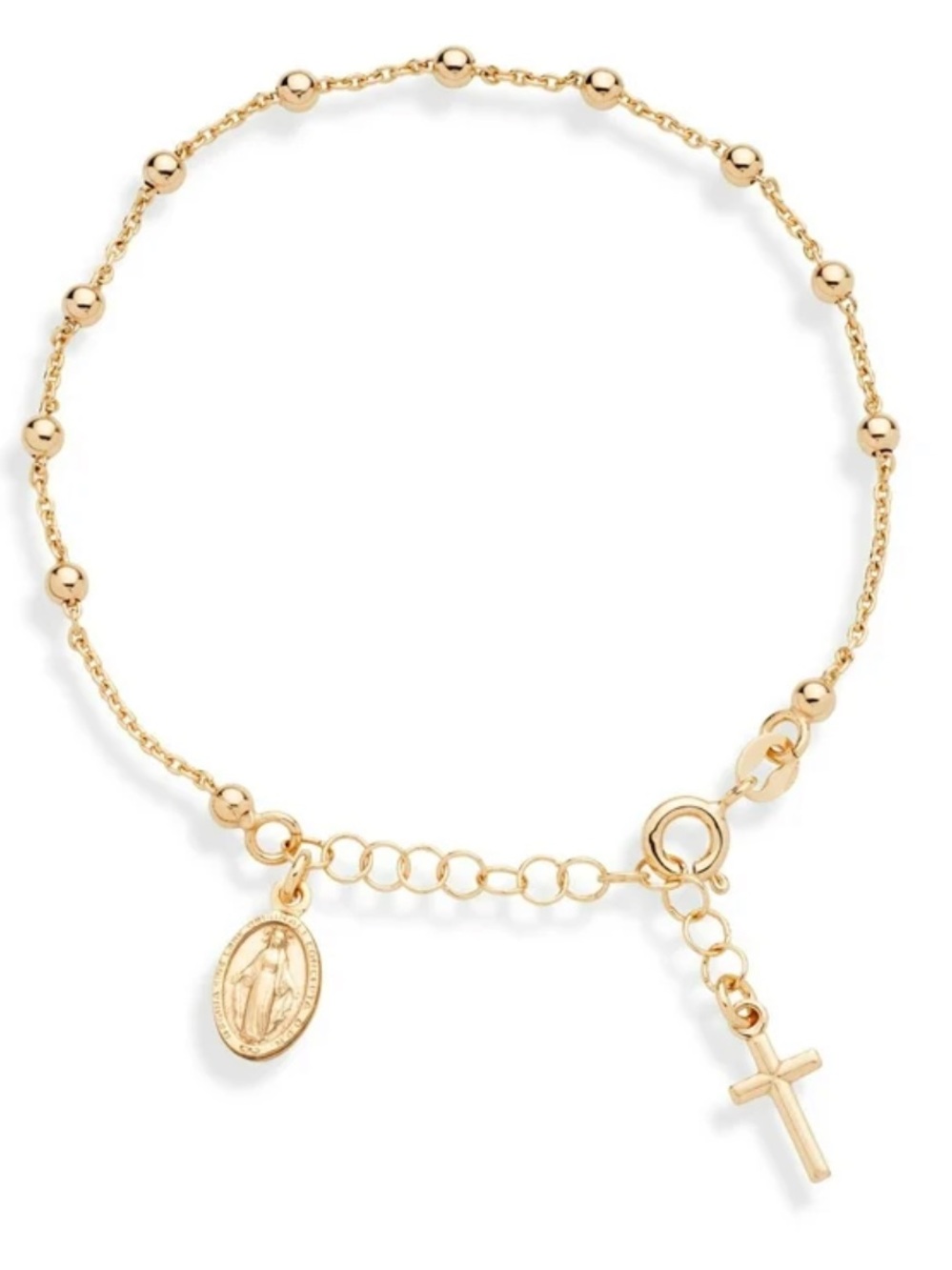 Miabella 18K Gold over Sterling Silver Italian Rosary Bracelet (7-8 inch)